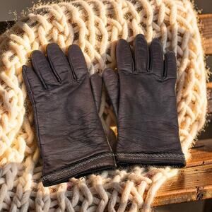 Fownes Womens Brown Leather Gloves Size Large L Lined Winter Driving Vintage